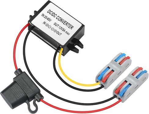 DC/DC Buck Converter 17-60V to 12V, Voltage Converter with Fuse to 12V3A 36W MAX Power Transformer Waterproof Step Down Module for Automotive, LED Lights, Boat Dock, Instruments. in Saudi Arabia