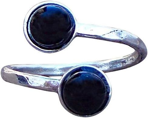 Recycled Vintage 1960's Cobalt Skin Cream Jar Hammered Sterling Silver Bypass Ring in Kuwait