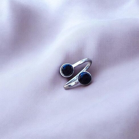 Recycled Vintage 1960's Cobalt Skin Cream Jar Hammered Sterling Silver Bypass Ring in Kuwait