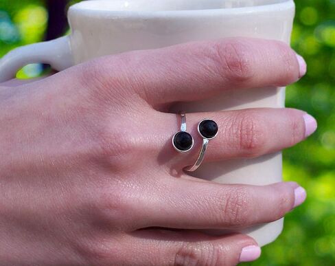Recycled Vintage 1960's Cobalt Skin Cream Jar Hammered Sterling Silver Bypass Ring in Kuwait
