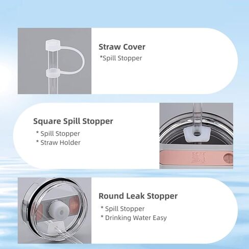 Silicone Spill Stopper Set of 6, Compatible with Stanley Cup 40oz/ 30oz, Tumbler Accessories, Including 2 Straw Cover Cap, 2 Square Spill Stopper, and 2 Round Leak Stopper (Pink) in Saudi Arabia