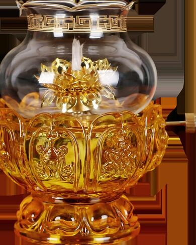 Crystal Glass Oil Lamp, Old Antique Oil Lamps for Indoor Use Vintage Glass Kerosene Lamp Lotus Buddha Lamp for Tabletop Decor Oil Lantern Emergency Lighting Hurricane Lamp in Saudi Arabia