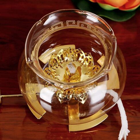 Crystal Glass Oil Lamp, Old Antique Oil Lamps for Indoor Use Vintage Glass Kerosene Lamp Lotus Buddha Lamp for Tabletop Decor Oil Lantern Emergency Lighting Hurricane Lamp in Saudi Arabia