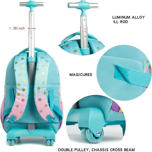 حقيبة ظهر بعجلات مقاس 18 بوصة للأطفال مع حقيبة غداء معزولة وحقيبة أقلام للأولاد والبنات in Kuwait