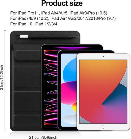 8-11 inch Tablet Sleeve Case with Pen Holder, Slim PU Lightweight Universal case with Foldable Stand for iPad 10th Generation 2022, iPad Pro 11, iPad mini6, Galaxy Tab S9/A9 Plus/A8 etc Red in Saudi Arabia