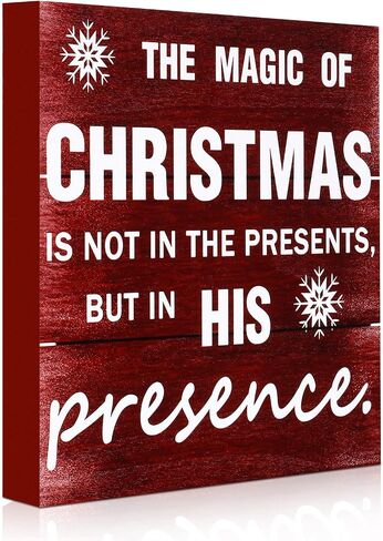 Jetec Christmas Wooden Wall Decor Rustic Plaque Hanging Wall Art Christmas Box Sign Tabletop Decoration Xmas Wood Decor for Christmas Party Wall Home Farmhouse Table Desk Decor in Saudi Arabia