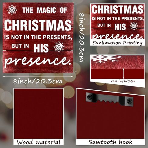 Jetec Christmas Wooden Wall Decor Rustic Plaque Hanging Wall Art Christmas Box Sign Tabletop Decoration Xmas Wood Decor for Christmas Party Wall Home Farmhouse Table Desk Decor in Saudi Arabia