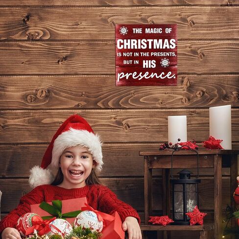 Jetec Christmas Wooden Wall Decor Rustic Plaque Hanging Wall Art Christmas Box Sign Tabletop Decoration Xmas Wood Decor for Christmas Party Wall Home Farmhouse Table Desk Decor in Saudi Arabia