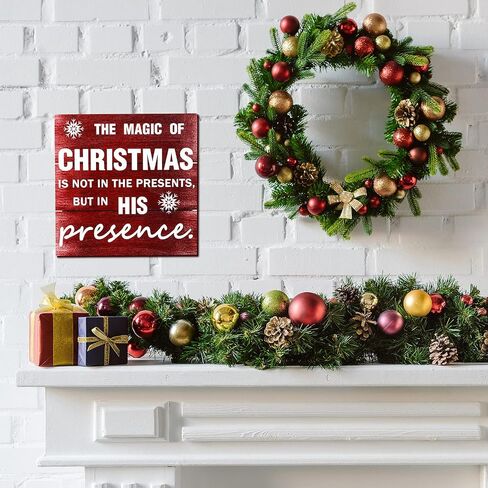 Jetec Christmas Wooden Wall Decor Rustic Plaque Hanging Wall Art Christmas Box Sign Tabletop Decoration Xmas Wood Decor for Christmas Party Wall Home Farmhouse Table Desk Decor in Saudi Arabia