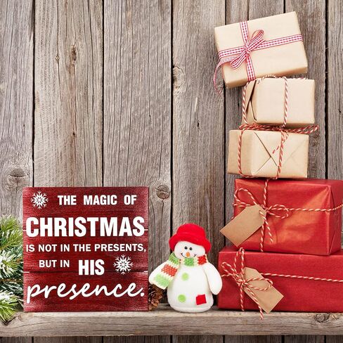 Jetec Christmas Wooden Wall Decor Rustic Plaque Hanging Wall Art Christmas Box Sign Tabletop Decoration Xmas Wood Decor for Christmas Party Wall Home Farmhouse Table Desk Decor in Saudi Arabia