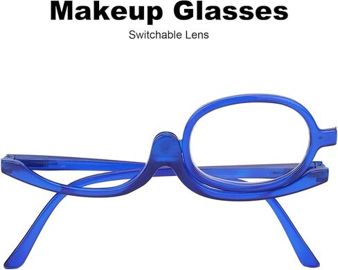 نظارات مكياج محمولة، نظارات مكياج احترافية قابلة للطي، عدسة قابلة للتحويل للمكياج، أزرق (+4.00) in Kuwait