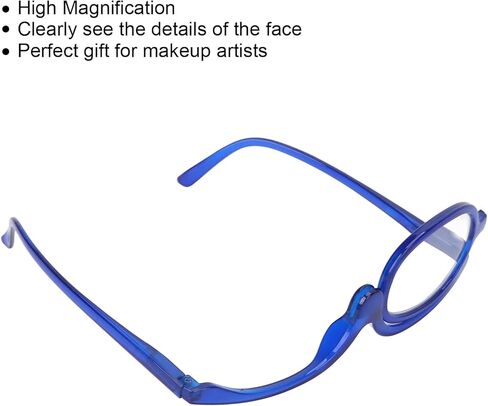 نظارات مكياج محمولة، نظارات مكياج احترافية قابلة للطي، عدسة قابلة للتحويل للمكياج، أزرق (+4.00) in Kuwait