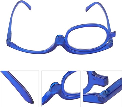 نظارات مكياج محمولة، نظارات مكياج احترافية قابلة للطي، عدسة قابلة للتحويل للمكياج، أزرق (+4.00) in Kuwait