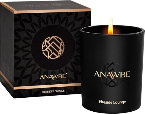شمعة معطرة من Fireside Lounge، شموع معطرة أنيقة للرجال، شموع الصويا للمنزل، شموع سوداء، وعاء شموع فاخر وصندوق هدايا، احتراق طويل لمدة 45 ساعة، شمعة رجالية ممتازة in Kuwait