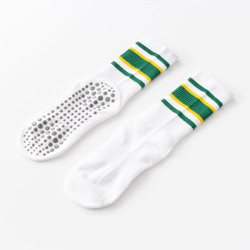Yoga Pilates Socks with Grips for Women Striped Cushioned Non Slip Crew Socks for Barre Ballet Dance in Saudi Arabia