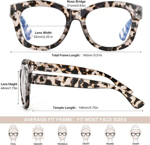 EYEGUARD 2 Pack Oversized Reading Glasses for Women Blue Light Blocking Eyeglasses Fashion Spring Hinge Readers in Saudi Arabia
