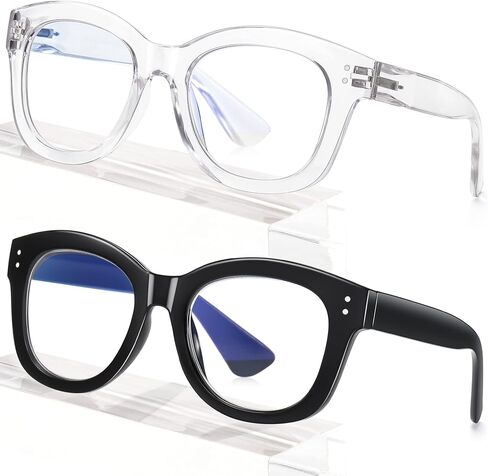 EYEGUARD 2 Pack Oversized Reading Glasses for Women Blue Light Blocking Eyeglasses Fashion Spring Hinge Readers in Saudi Arabia