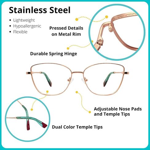 ProEyes Mia, Progressive Blue Light Blocking Readers, 0 Strength on Top Lens, Spring Hinge, Lightweight, Durable in Saudi Arabia