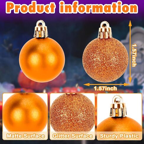 JULMELON 36Pcs Halloween Ball Ornaments Halloween Glitter Hanging Ball Decorations Sequin Black Halloween Tree Ornament for Halloween Home Party Decor(Black, Orange, Purple and Green) in Saudi Arabia