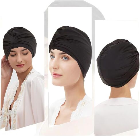 Colorful Pleated Extra Large Nylon Cloth Swim Cap for Women Swimming,Swimming Cap Comfort Hot Spring Bathing Caps for Adult Men Women Long Hair in Kuwait