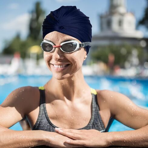 Colorful Pleated Extra Large Nylon Cloth Swim Cap for Women Swimming,Swimming Cap Comfort Hot Spring Bathing Caps for Adult Men Women Long Hair in Kuwait