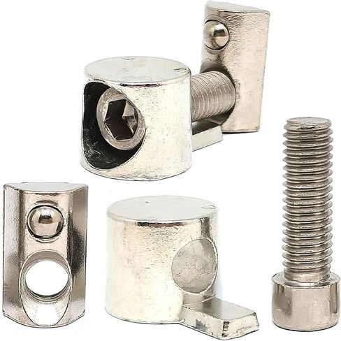 Concealed Built-in Connector,8sets L Shape Whistle Connector Inside Fastener for 2020 Series Aluminum Extrusion Profile with M4 Roll in Spring T Slot Nuts & M4 Socket Screws, Silver in Kuwait