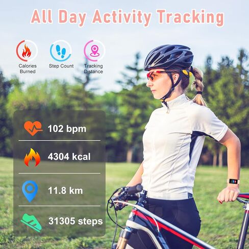 Fitness Tracker with Blood Oxygen,Blood Pressure, Sleep,24/7 Heart Rate Monitor,IP68 Waterproof Activity Trackers and Calorie Smart Watch with Step Tracker,Step Counter for Women Men(Black) in Saudi Arabia