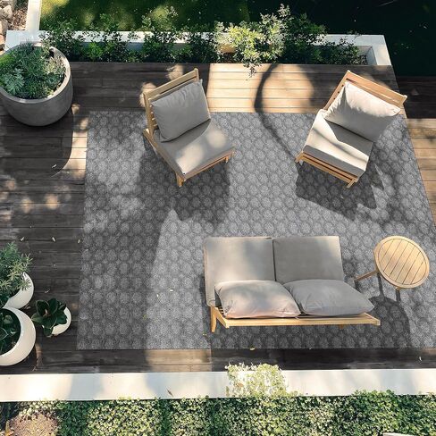 Garland Rug Garden Trellis 9 ft. x 12 ft. Indoor/Outdoor Area Rug Heather Gray in Saudi Arabia