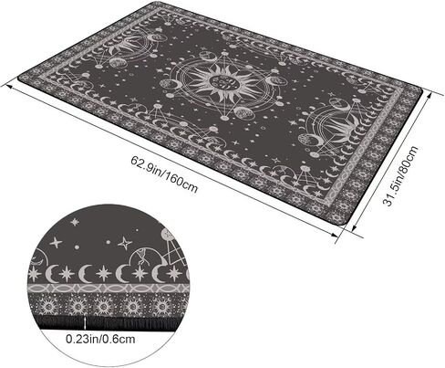 Sun and Moon Rug Boho Area Rugs for Bedroom Dorm Living Room Bohemian Celestial Occult Crescent Solar Stars Galaxy Floor Mat Pad Doormat Carpet,63'' X 31'',Tundora in Saudi Arabia