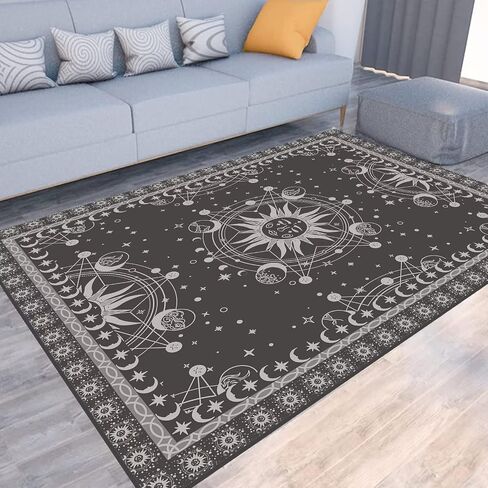 Sun and Moon Rug Boho Area Rugs for Bedroom Dorm Living Room Bohemian Celestial Occult Crescent Solar Stars Galaxy Floor Mat Pad Doormat Carpet,63'' X 31'',Tundora in Saudi Arabia