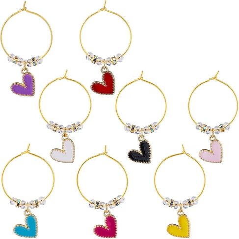 SUNNYCLUE 1 Box 8Pcs Valentines Day Wine Glass Charms Wine Glass Tags Glass Markers Bulk Heart Love Drink Tags Glass Identifiers for Gathering Wedding Holiday Party Favor Drinks Decor Supplies in Saudi Arabia