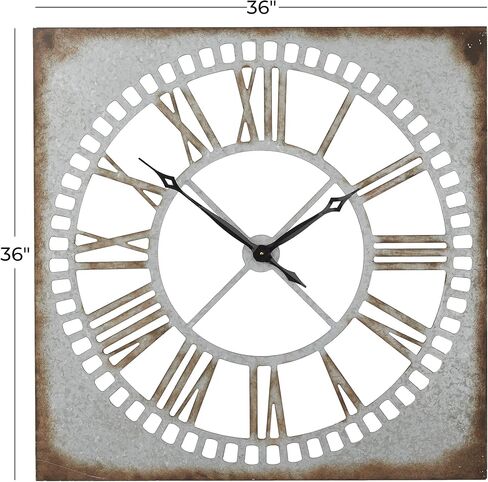 Deco 79 Metal Wall Clock with Distressing, 36" x 2" x 36", Gray in Saudi Arabia
