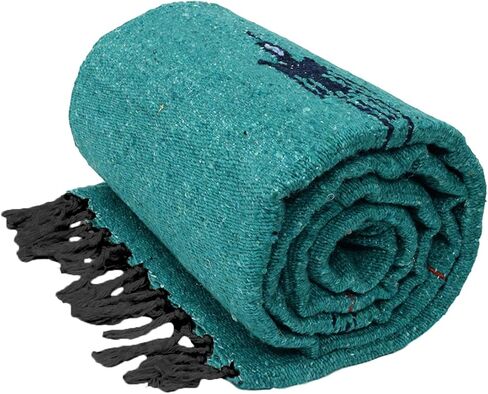 Open Road Goods Mint Green/Teal Thunderbird Heavyweight Yoga Blanket- Made for Yoga! Hand-Made Mexican Blanket (Acrylic Blend, XL) in Saudi Arabia