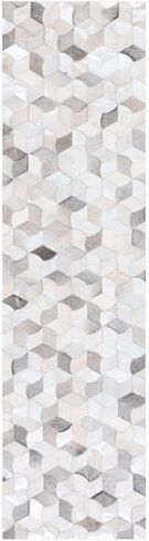SAFAVIEH Studio Leather Collection 2'3" x 9' Ivory/Grey STL229F Flatweave Modern Leather Entryway Foyer Living Room Bedroom Kitchen Runner Rug in Saudi Arabia