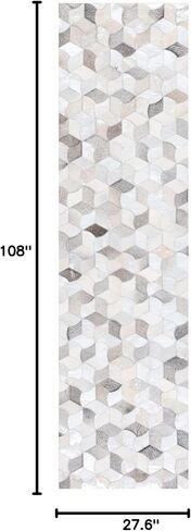 SAFAVIEH Studio Leather Collection 2'3" x 9' Ivory/Grey STL229F Flatweave Modern Leather Entryway Foyer Living Room Bedroom Kitchen Runner Rug in Saudi Arabia