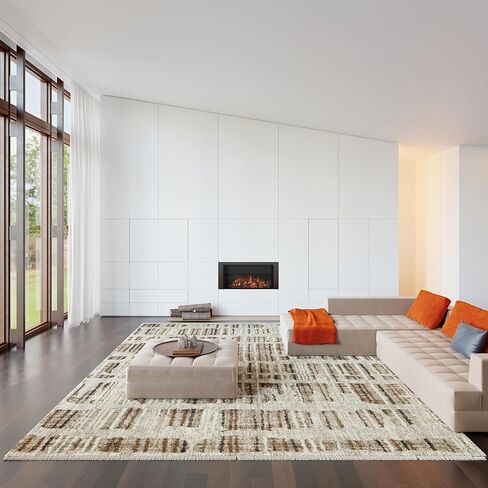 Rugs USA x Prabal Gurung Lafayette Abstract Striped Area Rug, 5x8, Beige in Saudi Arabia