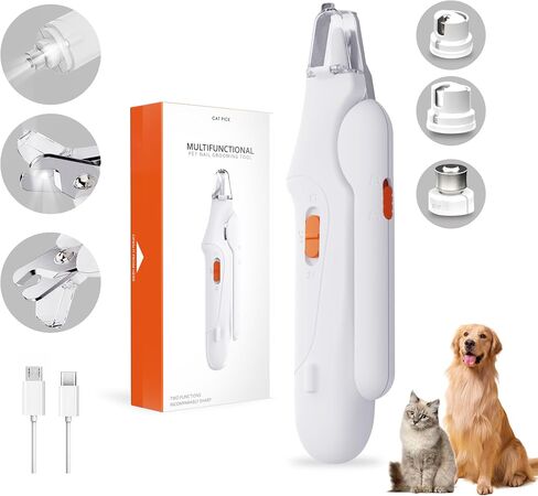 Dog Nail Grinder and Clipper with Quick Sensor- New 2 in 1 Pet Nail Trimmer for Dogs and Cats, Strong and Quiet Low Vibration Electric Nail Grinder Rechargeable Small Medium Large Breed in Saudi Arabia