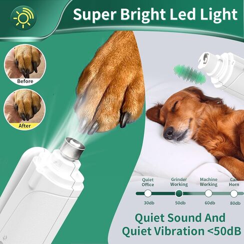 Dog Nail Grinder and Clipper with Quick Sensor- New 2 in 1 Pet Nail Trimmer for Dogs and Cats, Strong and Quiet Low Vibration Electric Nail Grinder Rechargeable Small Medium Large Breed in Saudi Arabia