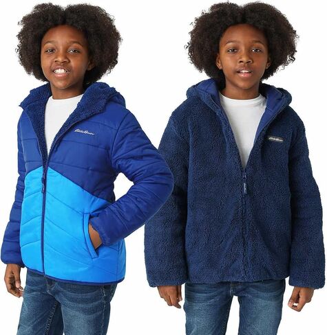 Eddie Bauer Kids Reversible Plush Hoodie Jacket (US, Alpha, Medium, Regular, Onyx/Black) in Saudi Arabia