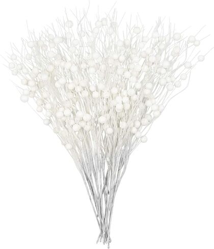 KI Store White Christmas Tree Picks Sprays Set of 20 Glittered Twigs Decor for Christmas Tree Decoration Wreath Garland Floral Arrangement in Saudi Arabia