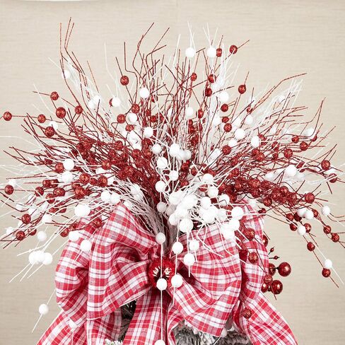 KI Store White Christmas Tree Picks Sprays Set of 20 Glittered Twigs Decor for Christmas Tree Decoration Wreath Garland Floral Arrangement in Saudi Arabia