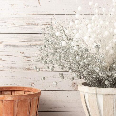 KI Store White Christmas Tree Picks Sprays Set of 20 Glittered Twigs Decor for Christmas Tree Decoration Wreath Garland Floral Arrangement in Saudi Arabia