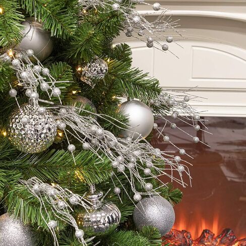 KI Store White Christmas Tree Picks Sprays Set of 20 Glittered Twigs Decor for Christmas Tree Decoration Wreath Garland Floral Arrangement in Saudi Arabia