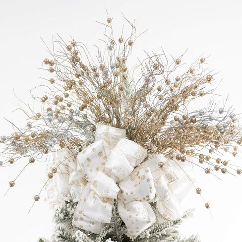KI Store White Christmas Tree Picks Sprays Set of 20 Glittered Twigs Decor for Christmas Tree Decoration Wreath Garland Floral Arrangement in Saudi Arabia
