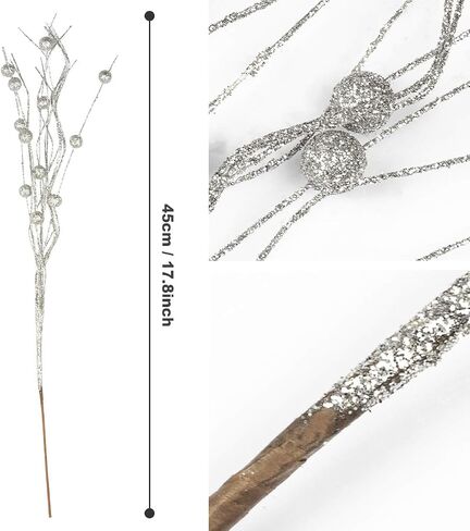 KI Store White Christmas Tree Picks Sprays Set of 20 Glittered Twigs Decor for Christmas Tree Decoration Wreath Garland Floral Arrangement in Saudi Arabia