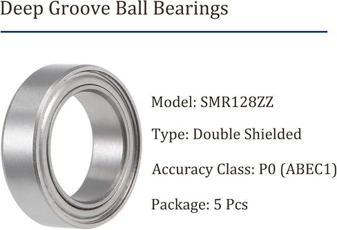 5pcs SMR128ZZ Deep Groove Ball Bearings - [8mm x 12mm x 3.5mm] Stainless Steel Balls for Motors Machine Tool Gearboxes Bearing Use, Double Shielded ABEC1 in Saudi Arabia