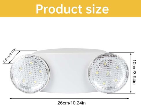 ضوء طوارئ LED، مصابيح طوارئ تجارية قابلة للتعديل برأسين، تركيبات إضاءة خروج سلكية، مقبس 200 لومن في لمبة LED لحالات الطوارئ في المنزل والأعمال in Kuwait