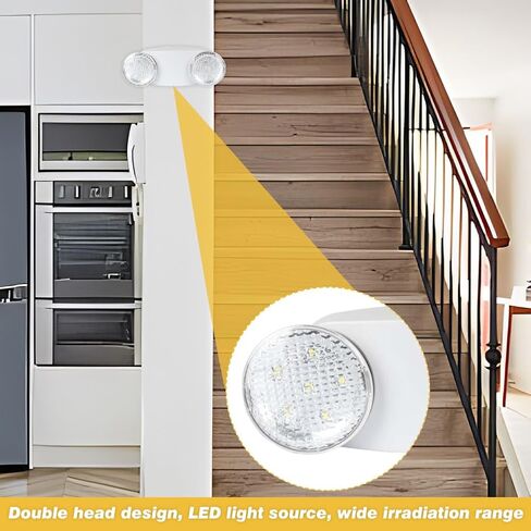 ضوء طوارئ LED، مصابيح طوارئ تجارية قابلة للتعديل برأسين، تركيبات إضاءة خروج سلكية، مقبس 200 لومن في لمبة LED لحالات الطوارئ في المنزل والأعمال in Kuwait