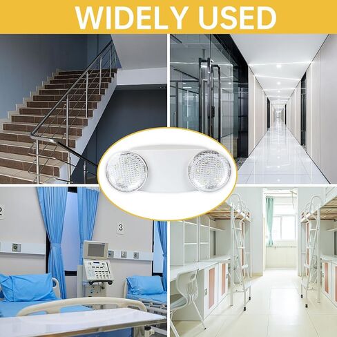 ضوء طوارئ LED، مصابيح طوارئ تجارية قابلة للتعديل برأسين، تركيبات إضاءة خروج سلكية، مقبس 200 لومن في لمبة LED لحالات الطوارئ في المنزل والأعمال in Kuwait