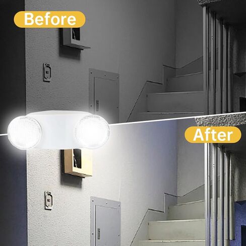 ضوء طوارئ LED، مصابيح طوارئ تجارية قابلة للتعديل برأسين، تركيبات إضاءة خروج سلكية، مقبس 200 لومن في لمبة LED لحالات الطوارئ في المنزل والأعمال in Kuwait